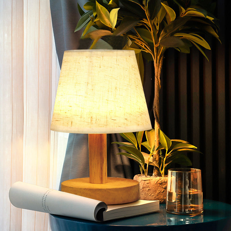 Lampe LED en Bois Tissu Scandinave – 3W Douce Lumière