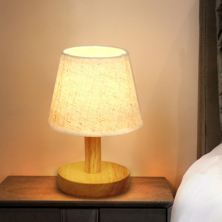 Lampe LED en Bois Tissu Scandinave – 3W Douce Lumière