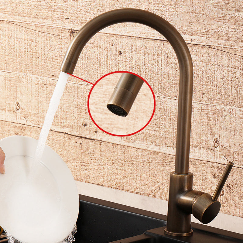Mitigeur Cuisine, Laiton, Bec Pivotant 360°, Bronze Antique