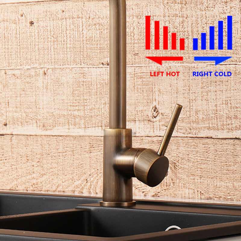 Mitigeur Cuisine, Laiton, Bec Pivotant 360°, Bronze Antique