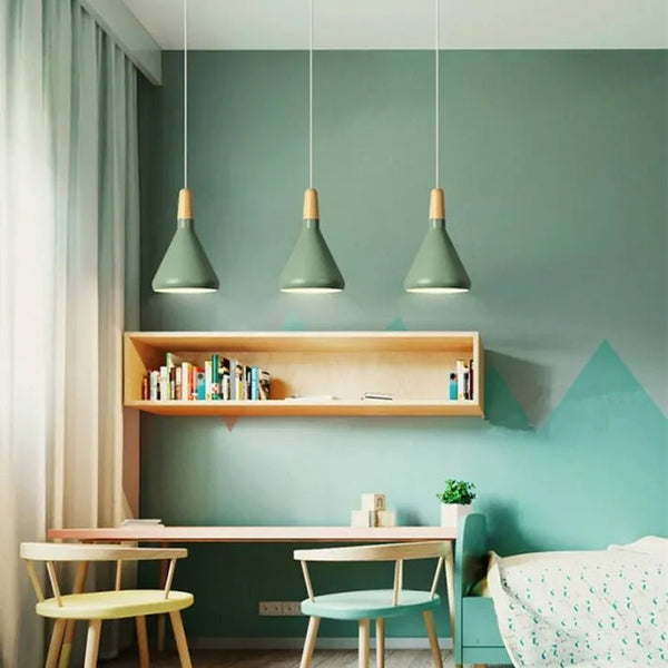 Suspension Métallique Conique Style Macaron – Couleurs Vives et Élégance Moderne