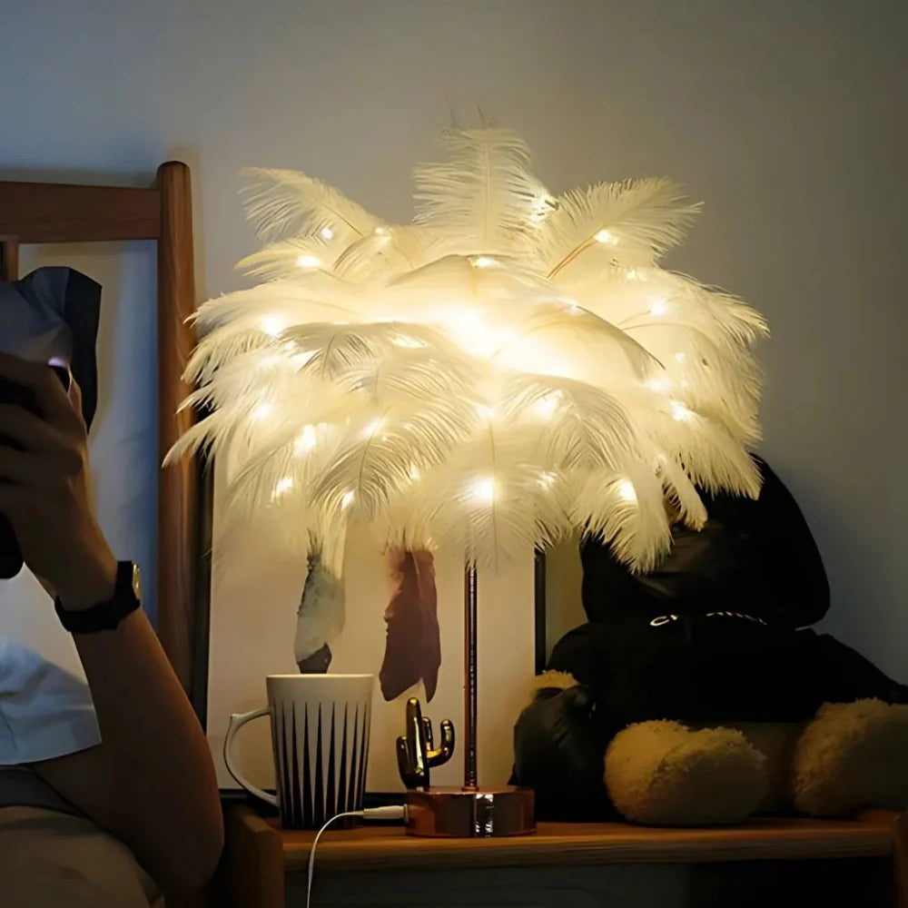 Lampe Arbre à Plumes LED avec Télécommande