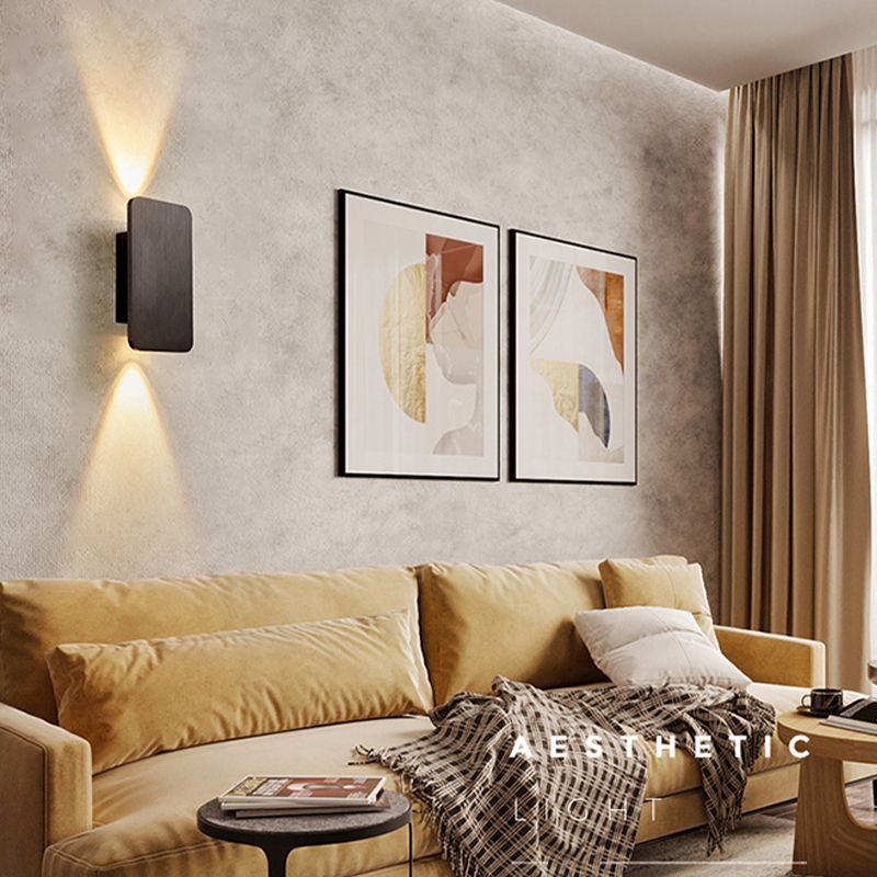 RectangularGlow – Applique Murale LED Postmoderne en Aluminium Doré pour Couloir ou Salon