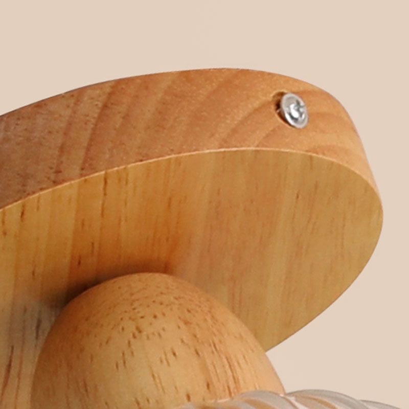 Plafonnier semi-affleurant nordique – verre transparent et bois clair