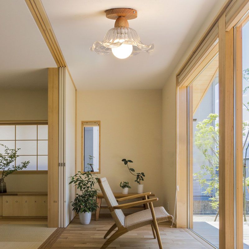 Nordic – Plafonnier Semi-Encastré en Bois et Verre Transparent