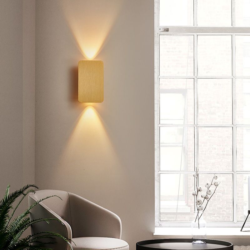 RectangularGlow – Applique Murale LED Postmoderne en Aluminium Doré pour Couloir ou Salon