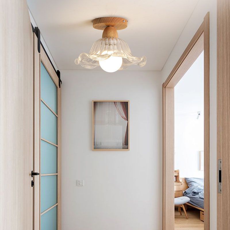 Nordic – Plafonnier Semi-Encastré en Bois et Verre Transparent