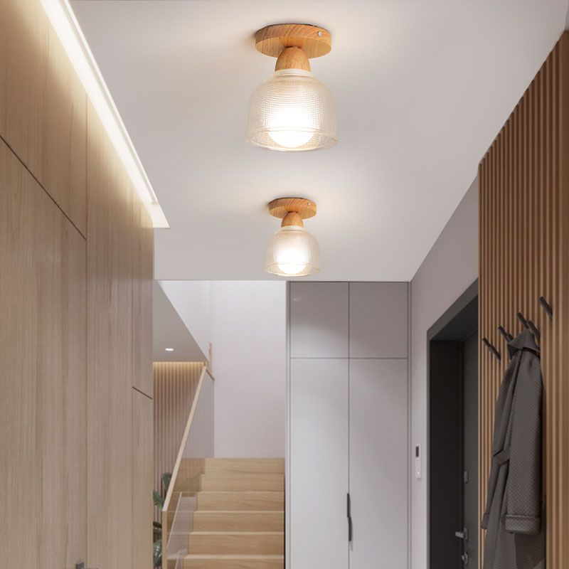 Nordic – Plafonnier Semi-Encastré en Bois et Verre Transparent