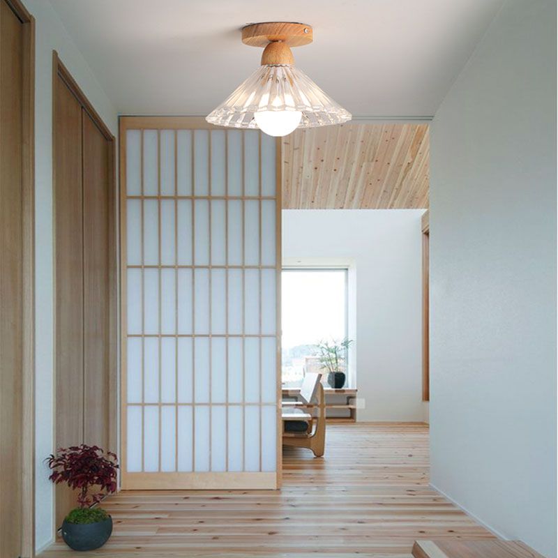 Nordic – Plafonnier Semi-Encastré en Bois et Verre Transparent