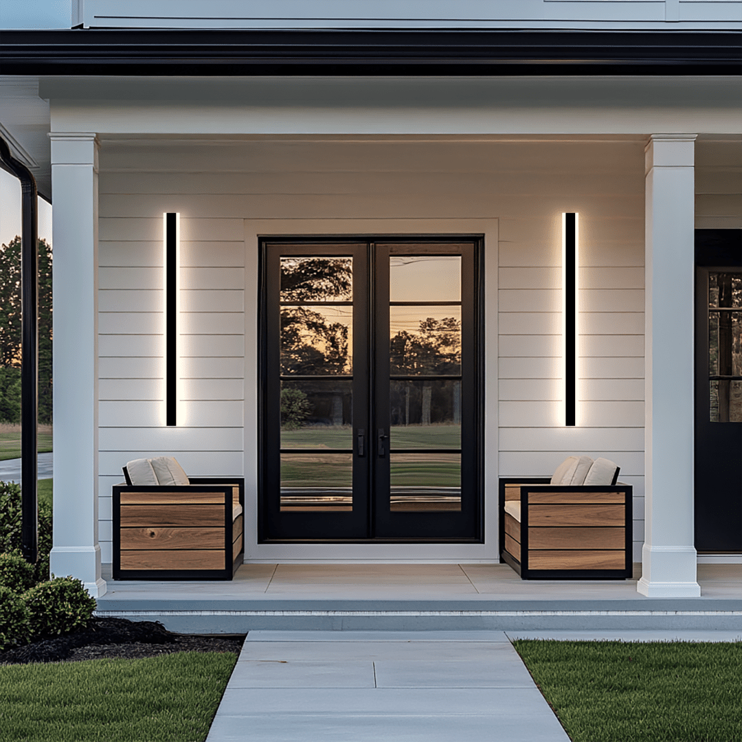 Applique Murale LED Étanche Moderne Aluminium Noir IP65