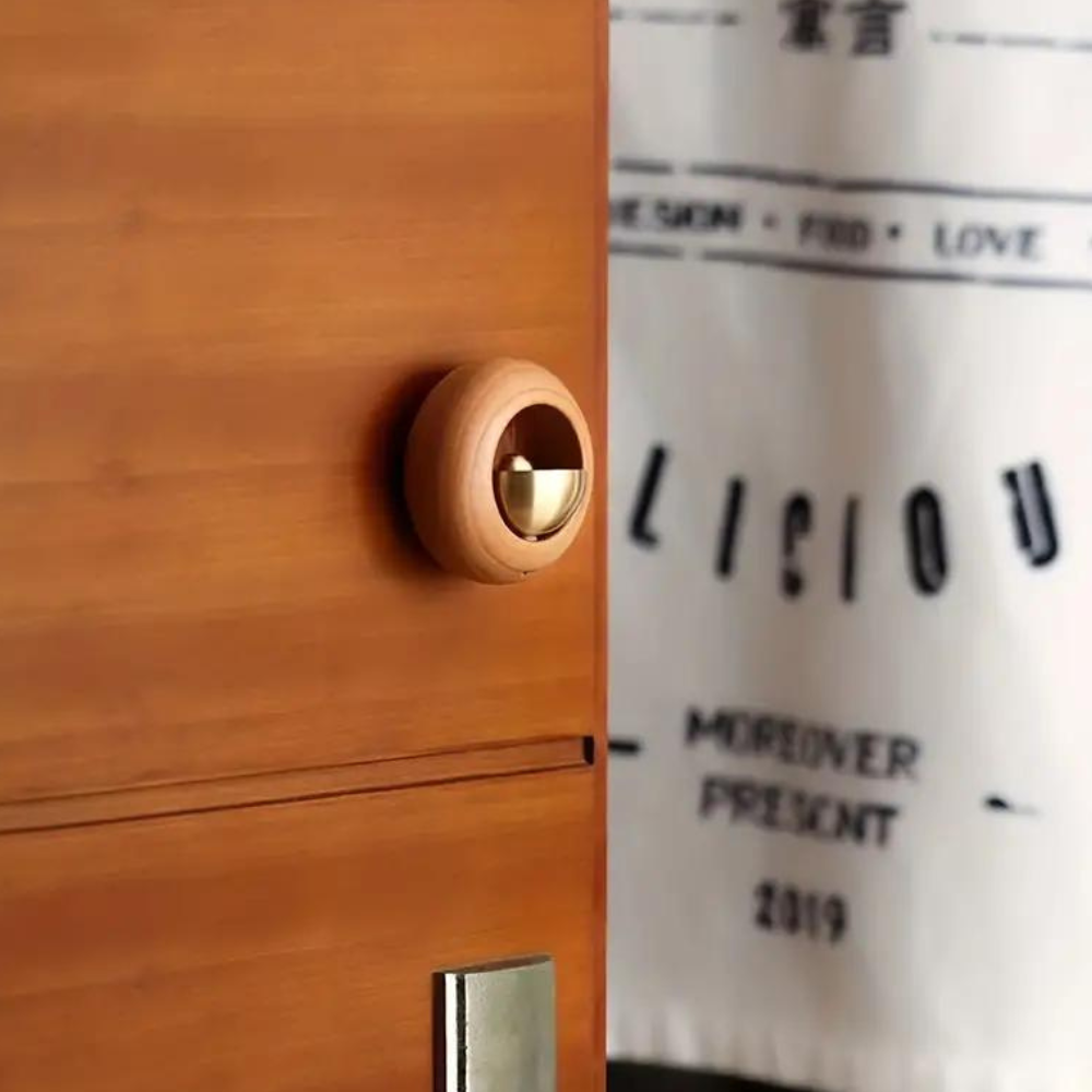 Sonnette Méditative Bois & Laiton – Carillon Apaisant pour Porte & Intérieur
