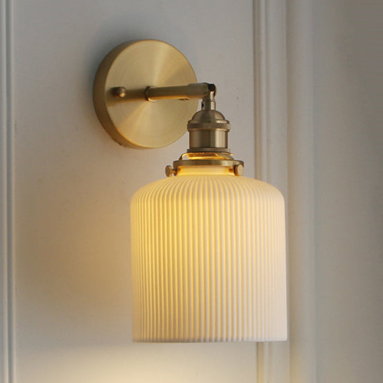 Applique Murale Porcelaine Blanche & Douille Laiton