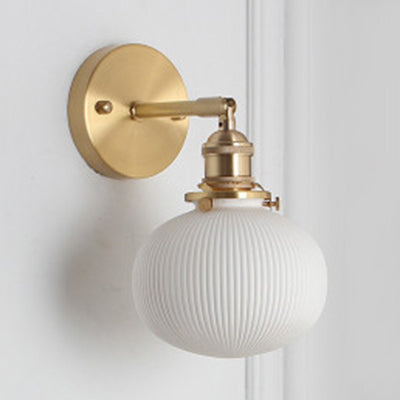 Applique Murale Porcelaine Blanche & Douille Laiton