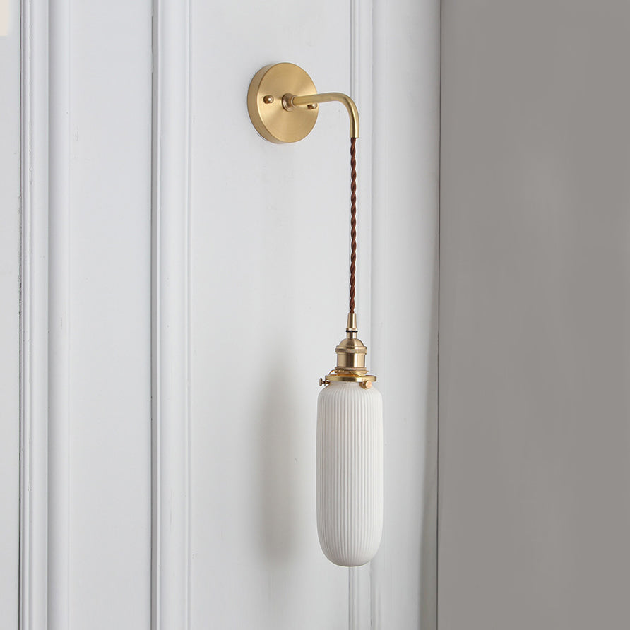 Applique Murale Porcelaine Blanche & Douille Laiton