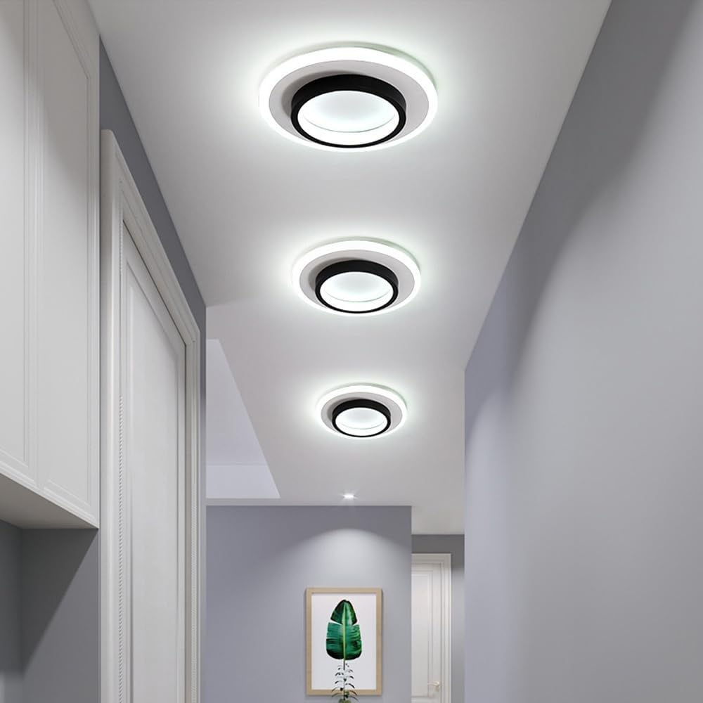 Plafonniers LED Ronds | Métal et Acrylique pour Couloir
