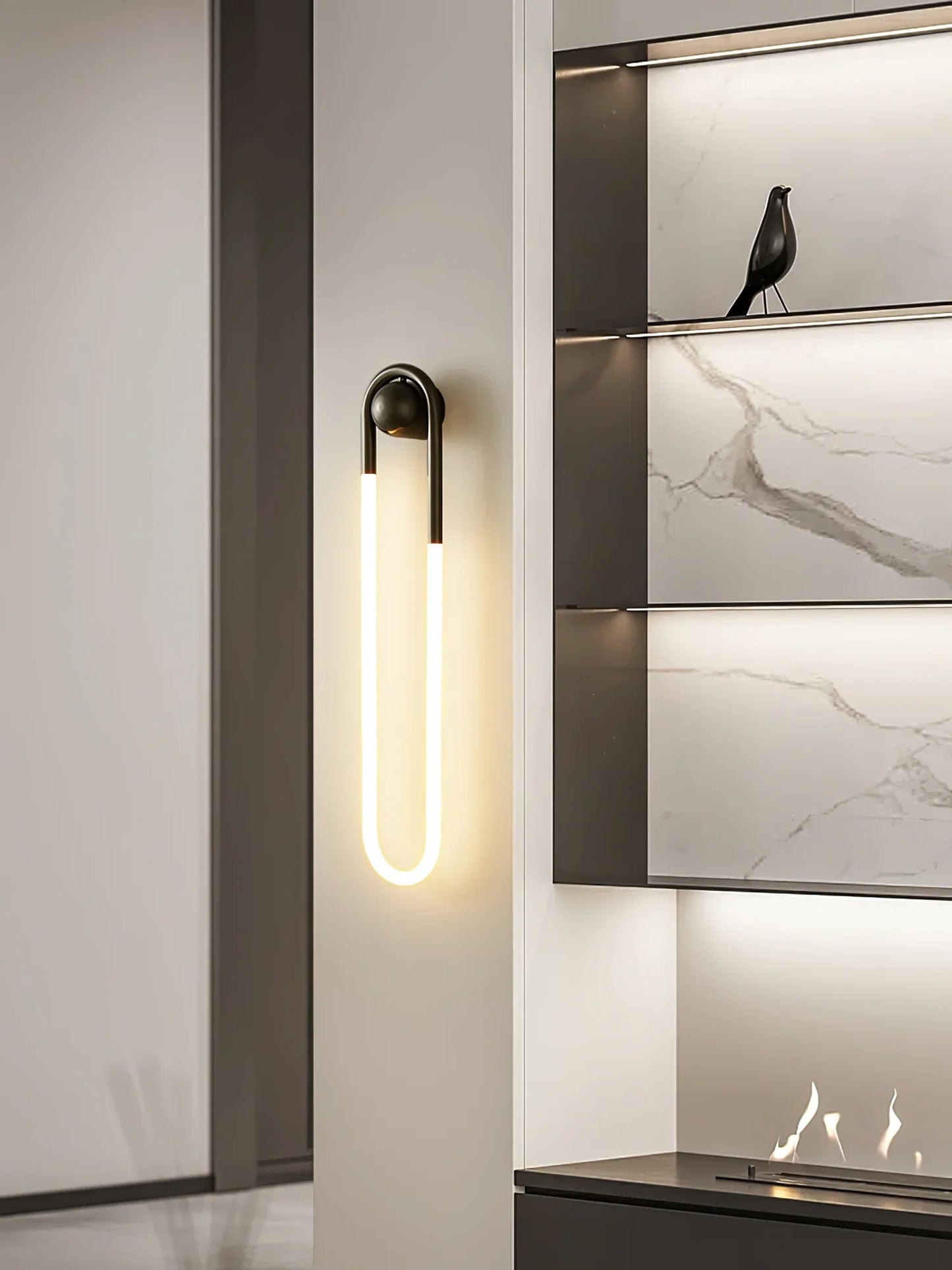 Applique Murale Boucle LED – Laiton ou Noir Moderne