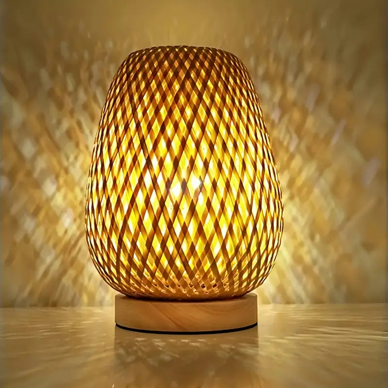 WarmGlow – Lampe de Table LED en Bambou Fait Main avec Éclairage Dimmable et Design Naturel