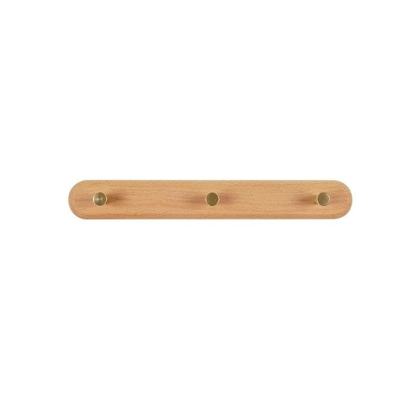 Porte-Manteau Mural Scandinave en Bois Naturel et Laiton
