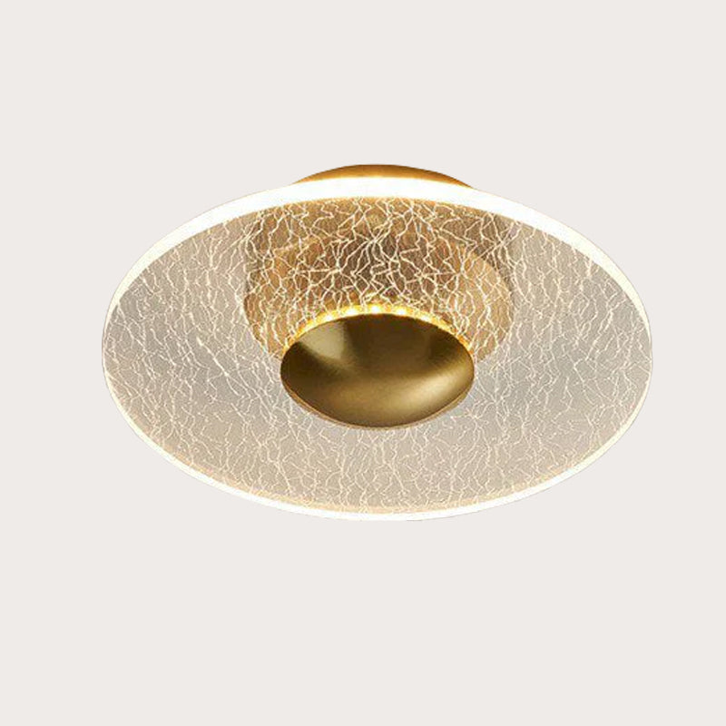 Plafonnier LED Moderne Rond, Acrylique Doré, 10W