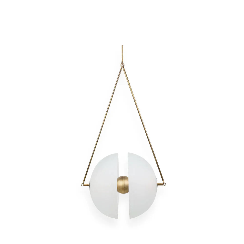 Suspension Design Verre Dépoli et Laiton Doré