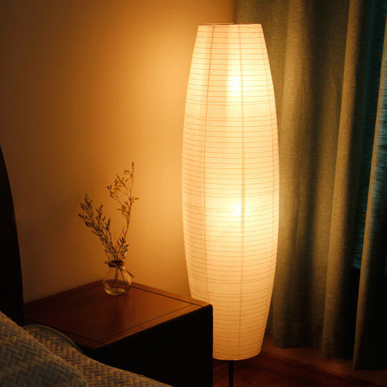 Lampadaire Colonne Papier Riz Style Nordique – 2 Ampoules