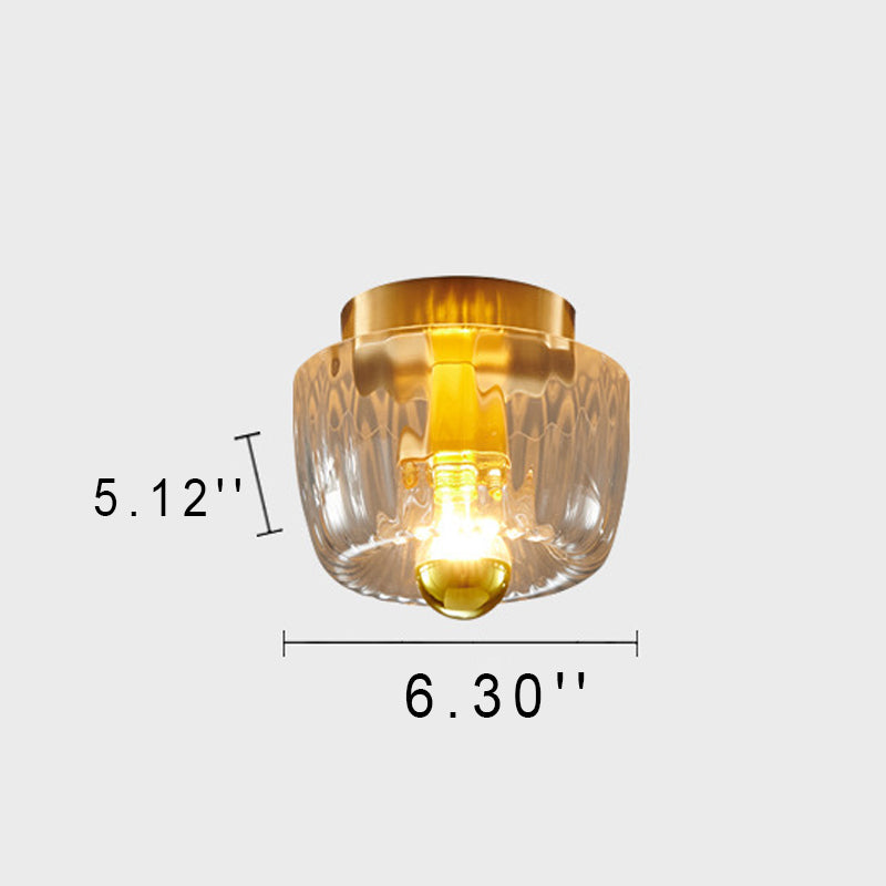 Lumière de plafond encastrée moderne en verre forme soleil cuivre pleine à double usage 1 lumière