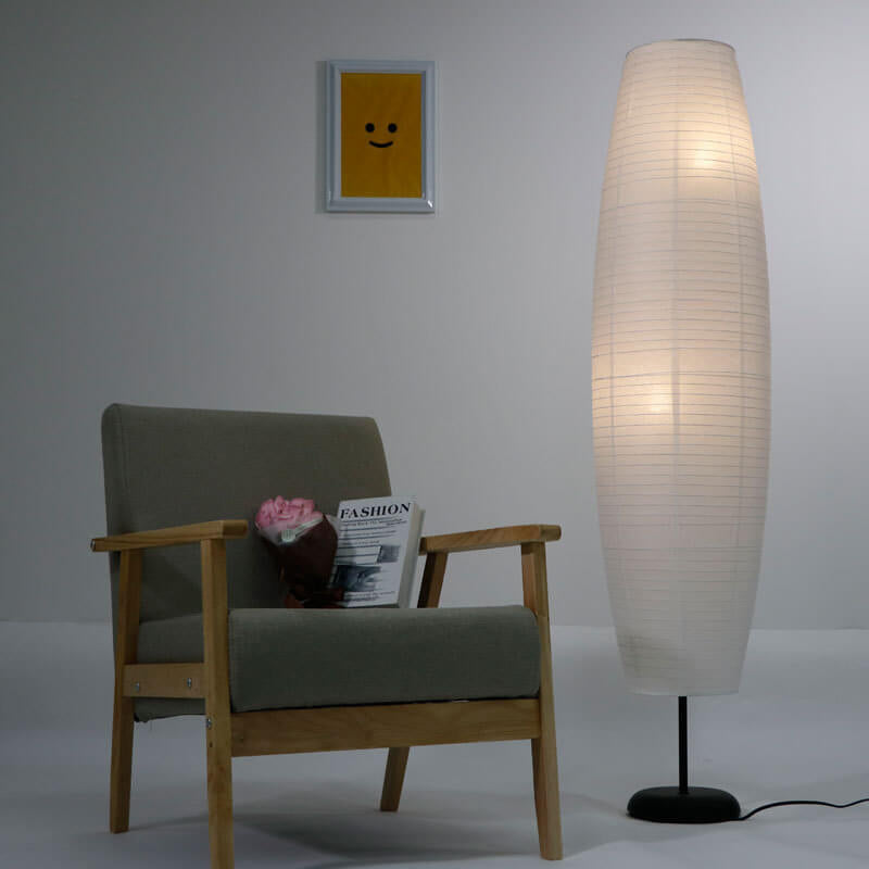 Lampadaire Colonne Papier Riz Style Nordique – 2 Ampoules