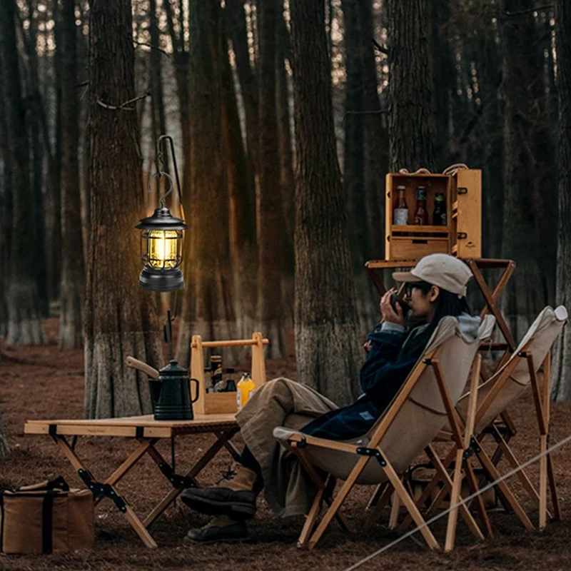 Lampe Camping Rétro LED Portable – Recharge USB
