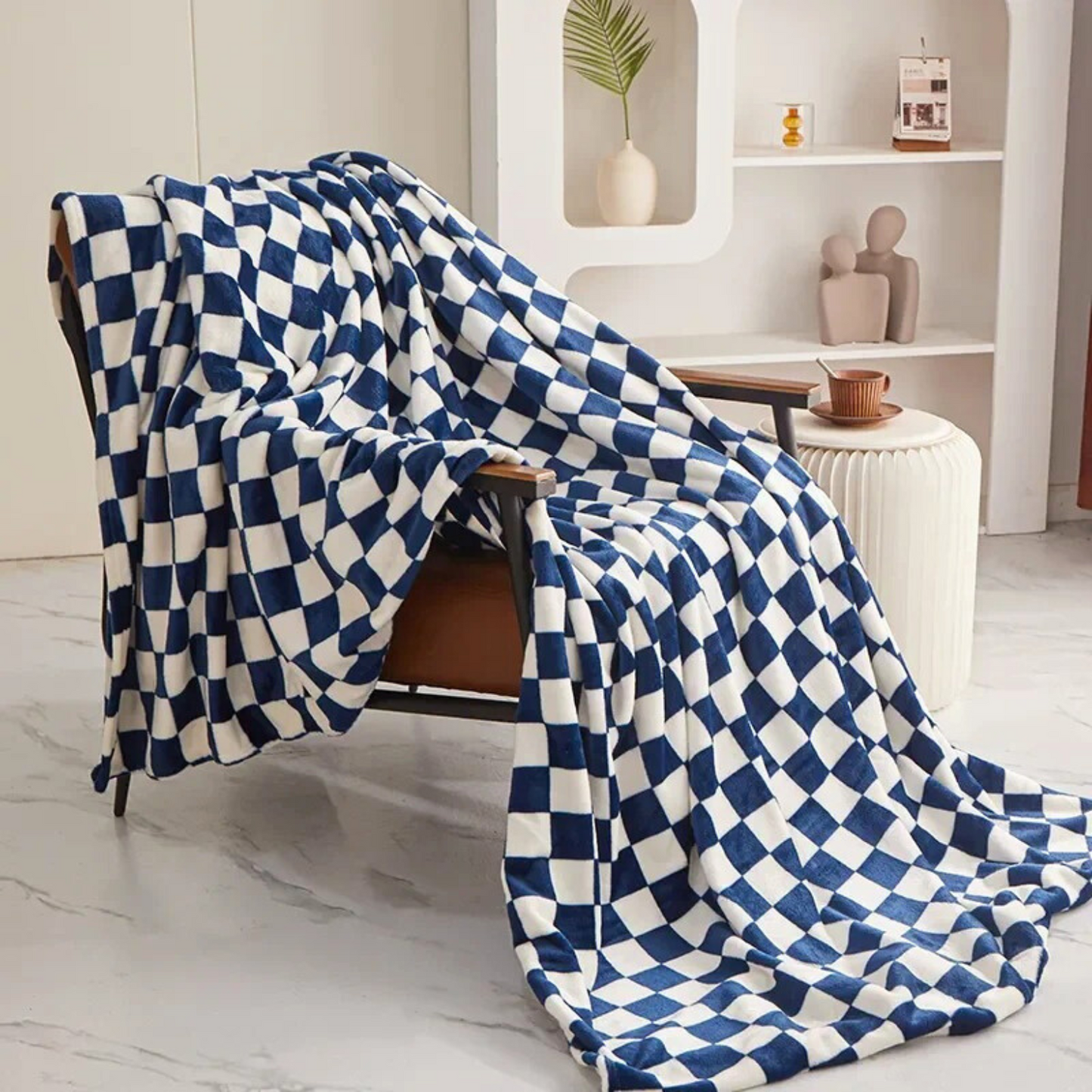 Couverture Polaire à Carreaux, Ultra-Douce, 3 Tailles