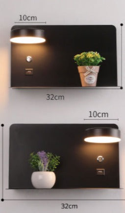 Applique Murale avec Tablette, Lampe LED et Port USB – GALLIA