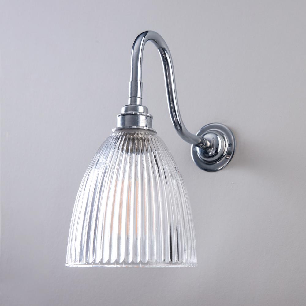 Applique Murale Prisme Verre IP44, Bras Cygne, Salle de Bain