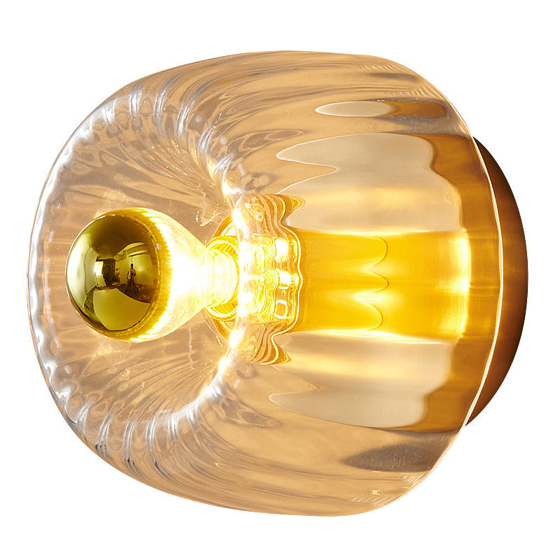 Lumière de plafond encastrée moderne en verre forme soleil cuivre pleine à double usage 1 lumière