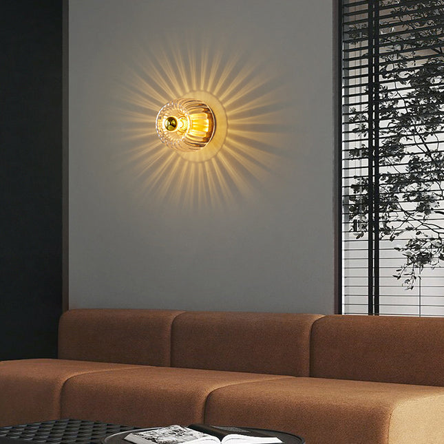 Lumière de plafond encastrée moderne en verre forme soleil cuivre pleine à double usage 1 lumière