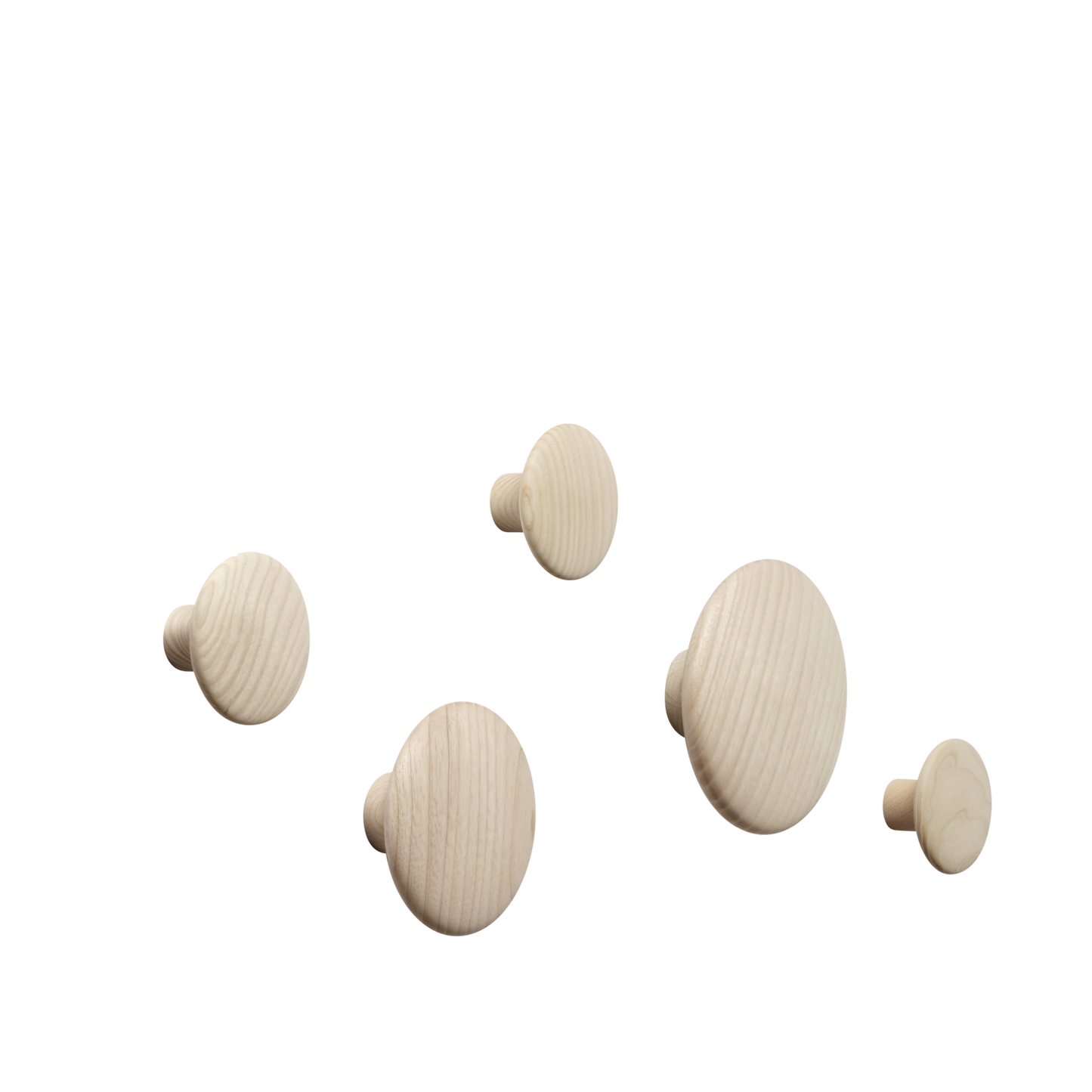 Crochets Muraux Dots en Bois – Set de 5 Crochets Sculpturaux pour Entrée, Chambre ou Bureau