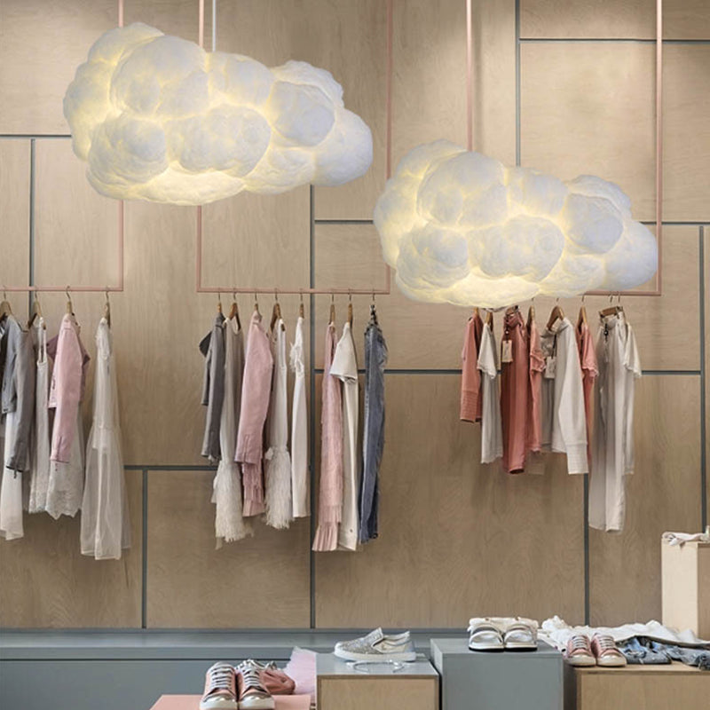Suspension Nuage Blanc, Design Aérien, E27, Hauteur 150cm