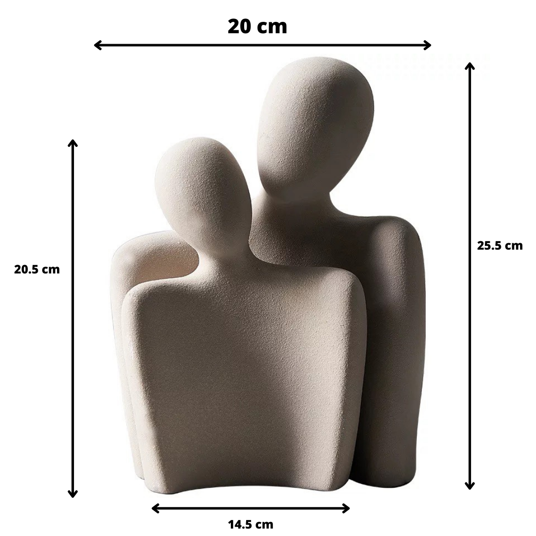 Sculpture Abstraite Couple Enlacé – Céramique Moderne & Émotionnelle pour Décoration Intérieure