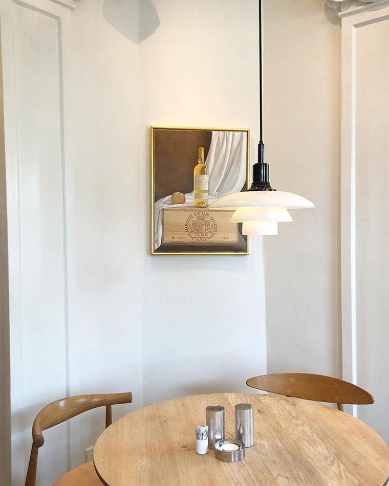 Suspension Danoise en Verre Opalin – Style Scandinave