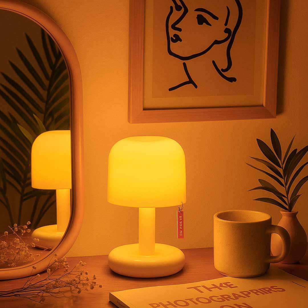 Lampe de Bureau Champignon, LED Tactile Rechargeable