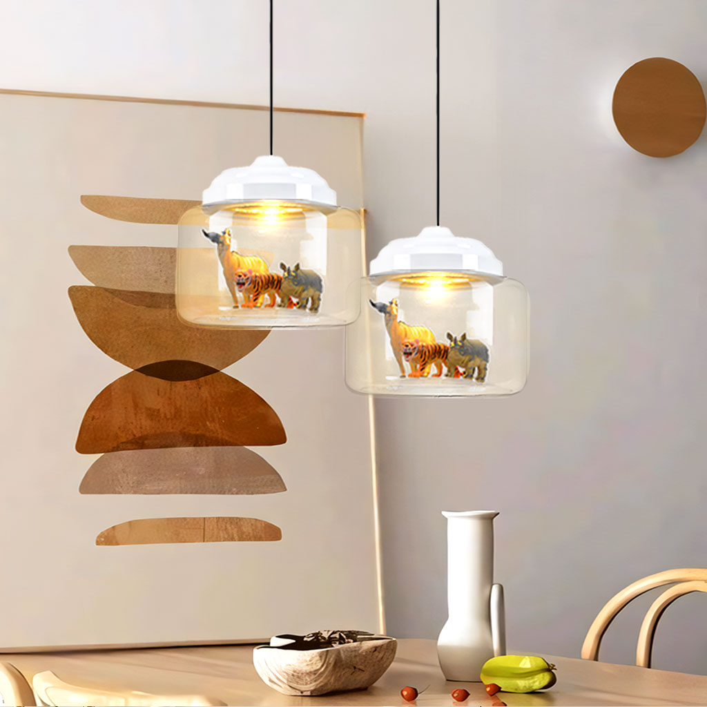 Suspension en Verre Calliope Zoo – Luminaires Ludiques pour Enfants