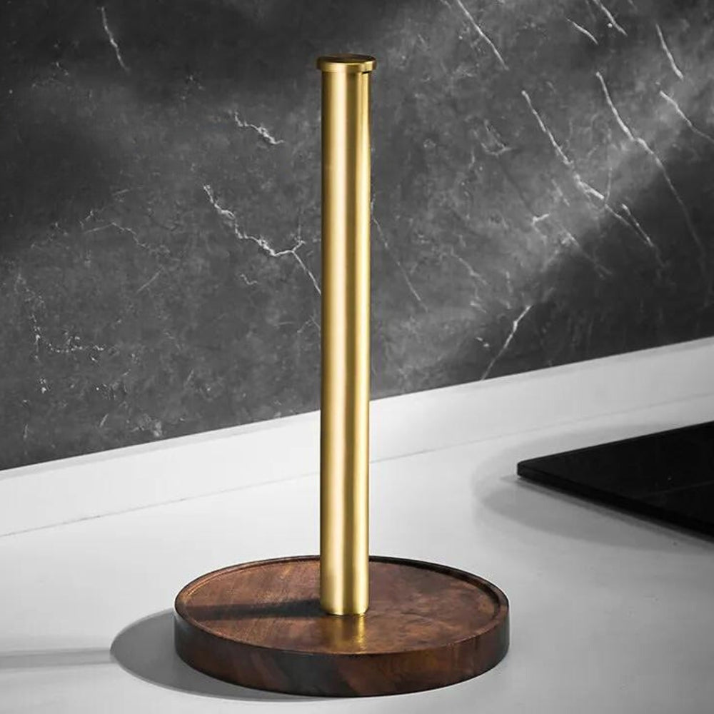 Porte-Essuie-Tout Bois Noyer & Inox – Design Moderne