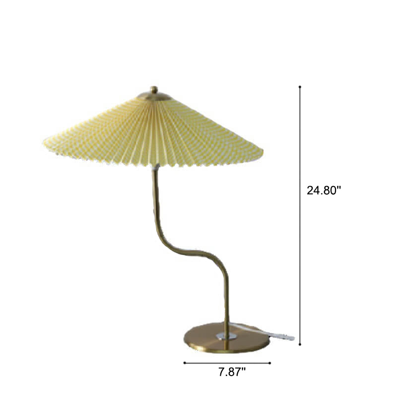 Lampe de Table Rétro Ombrelle Plissée Déco Métal