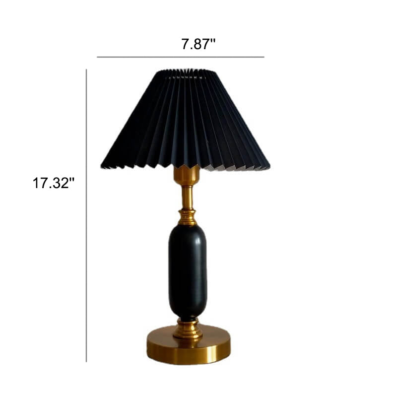 Lampe de table rétro avec abat-jour plissé et base colonne – Élégance intemporelle