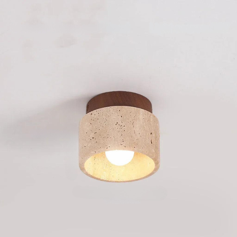 PierreLuxe | Lustre Encastré en Travertin | Éclairage Raffiné pour Hall et Escalier