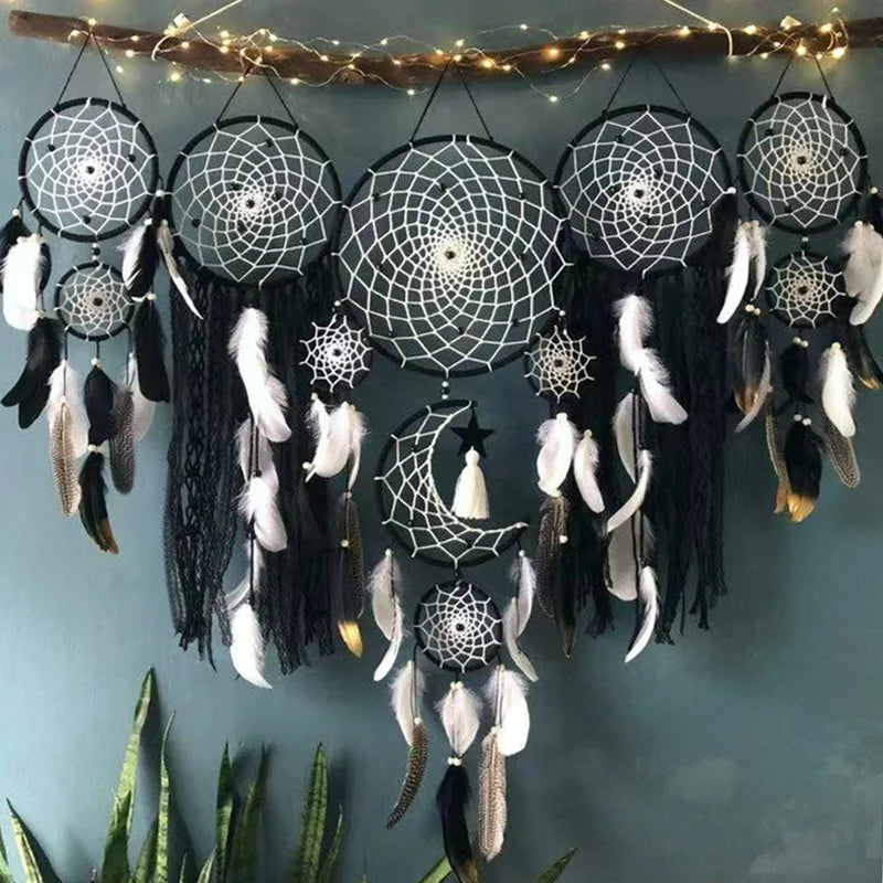 Ensemble de Capteurs de Rêves Bohèmes – Ambiance Céleste et Déco Artisanale