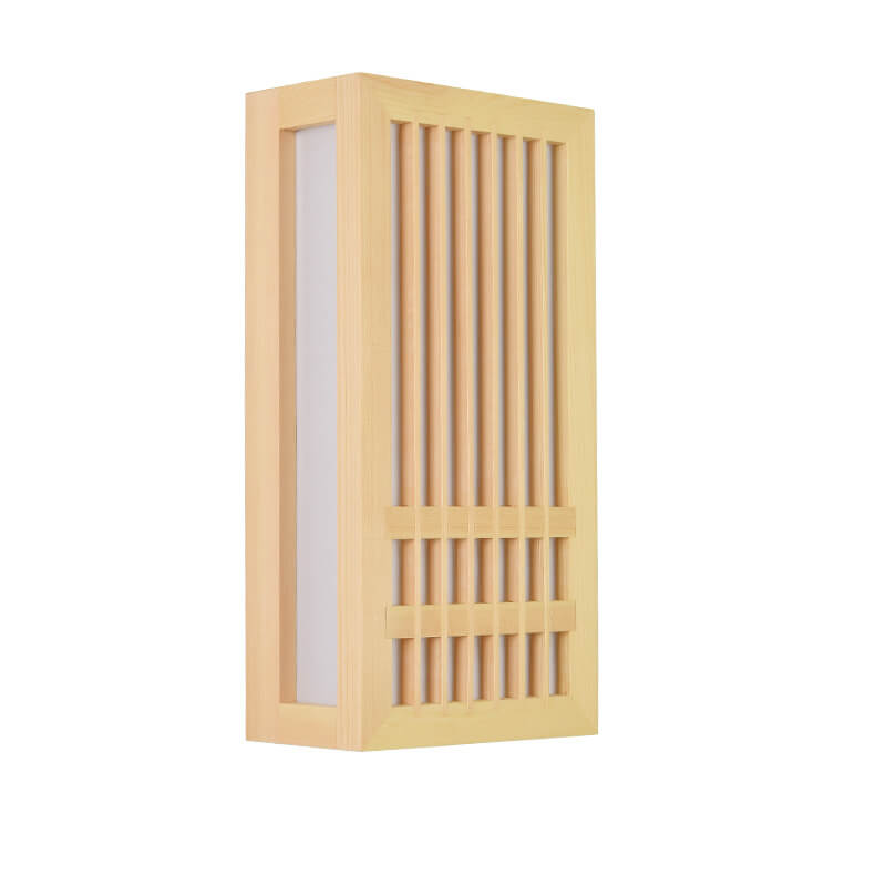 Lampe murale japonaise rectangulaire simple en bois massif à 1 lumière