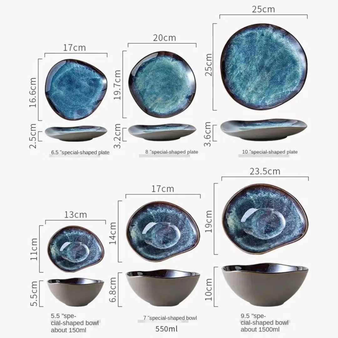 Ensemble de Vaisselle 11 Pièces Ocean Breeze – Élégance Côtière au Quotidien