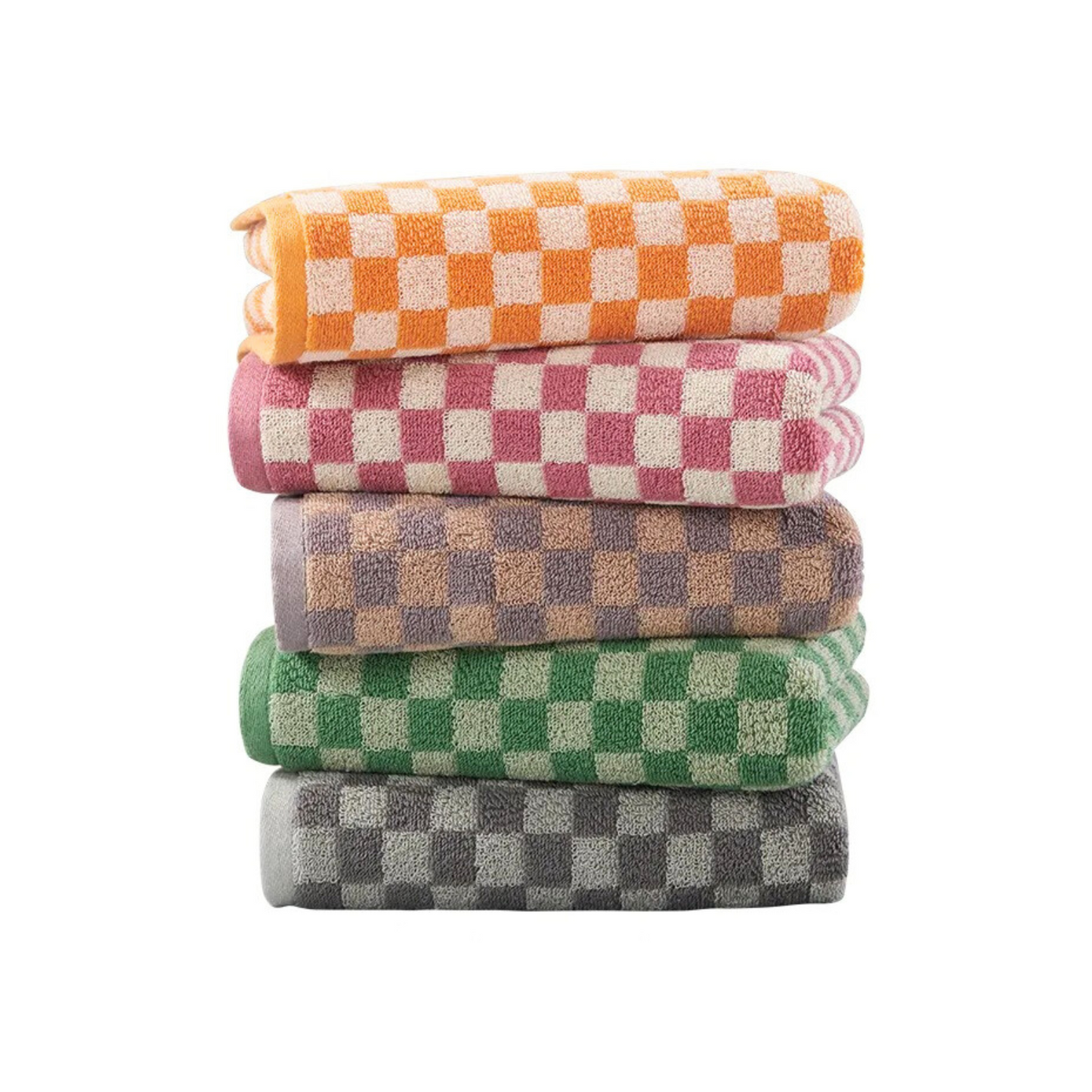 Serviettes de Bain Motif Damier – Lot de 2