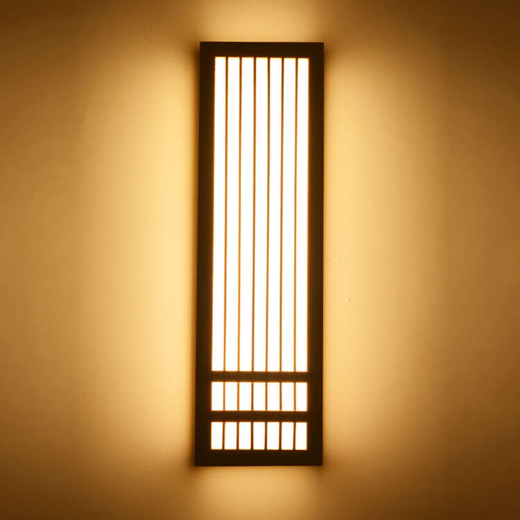 Lampe murale japonaise rectangulaire simple en bois massif à 1 lumière