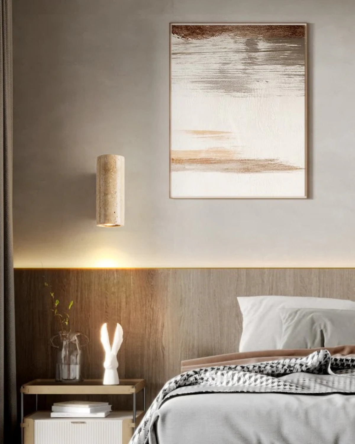 Applique Murale Le Bloc Éclatant – Alliance du Travertin Naturel et d’un Design Minimaliste
