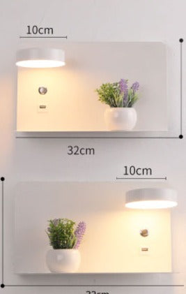 Applique Murale avec Tablette, Lampe LED et Port USB – GALLIA